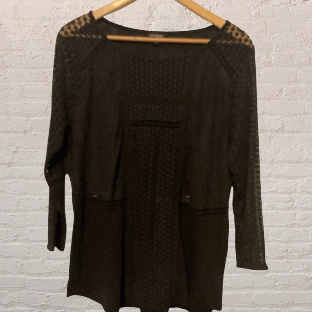 Lucky Brand Black Crochet Lace Tunic Top – Women’s XL